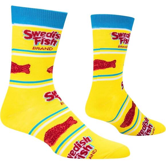 Odd Sox Unisex Swedish Fish Candy Novelty Crew Socks Retro Funny Classic Yellow - Picture 9 of 9
